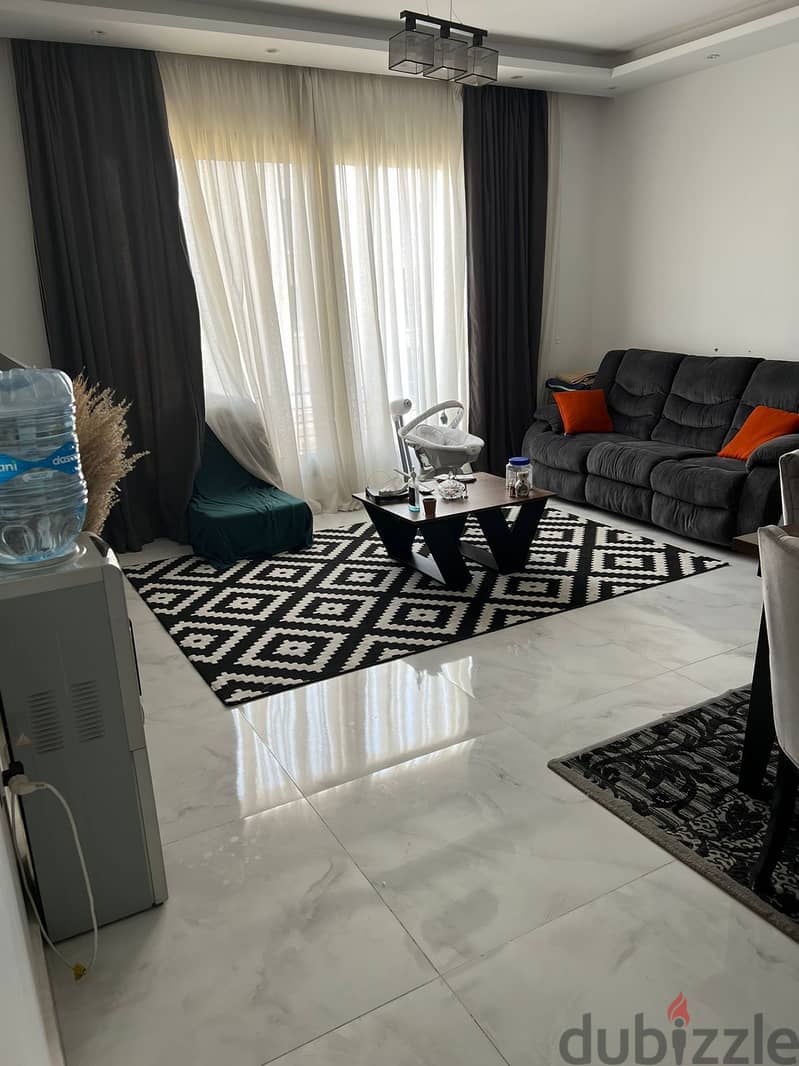apartment for rent 155 m fully finished  and furnished with ACs very prime location in VGK compound in new cairo 1