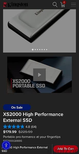 Kingston Xs2000 2Tb External Solid State Drive SSD 5