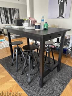 Black dining high table IKEA 140x80x105