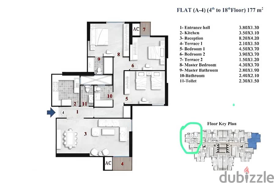 وحدة سكنية للبيع - صواري (water front) - مساحة177 متر 8