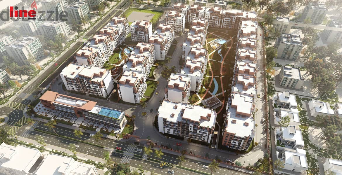 اقل سعر شقة بكومباوند في الشيخ زايد قسط على 8 سنين طرح أول شارع النزهة 8