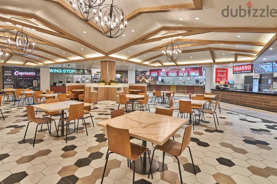 Food court restaurant at the opening price, with a 12-year installment, with a rental contract returning to the downpayment, first row on Central Park 8