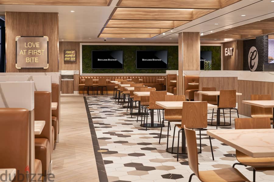 Food court restaurant at the opening price, with a 12-year installment, with a rental contract returning to the downpayment, first row on Central Park 9