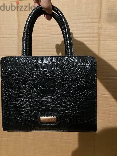 black croc leather bag 1