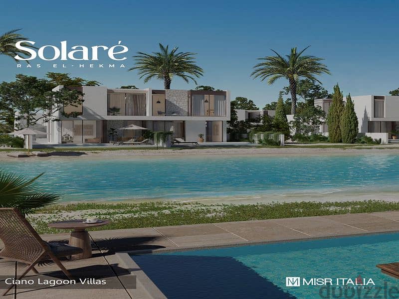 Chalet for sale in Solare North Coast - view on the sea and lagoon - Misr Italia Real Estate Development Company -5% down payment - fully finished 5
