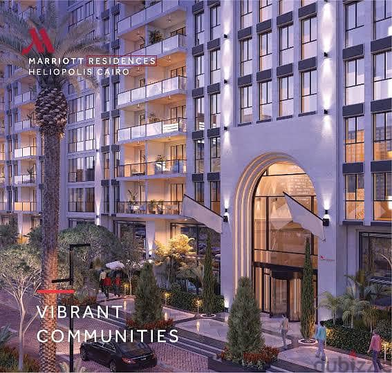 122 sqm hotel apartments for sale, fully finished, in the heart of Heliopolis, directly on Al Thawra Street, Marriott Residence Heliopolis Compound 8