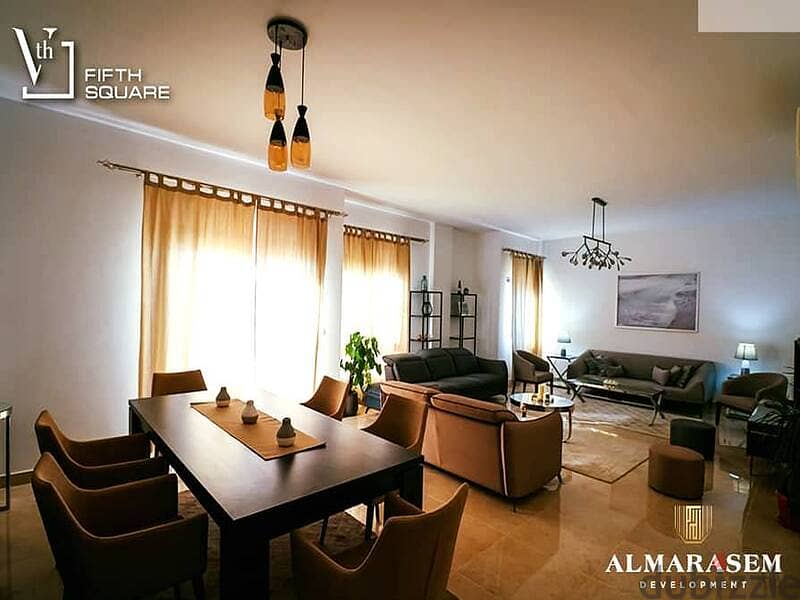 Apartment with immediate receipt for sale, fully finished, Ultra Super Lux, in Fifth Square Al Marasem Compound 1