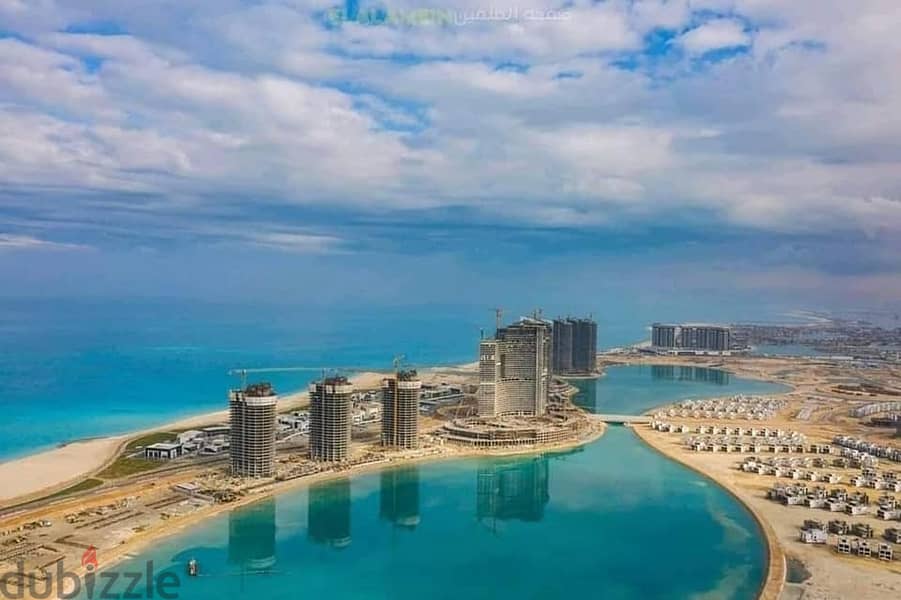 Apartment for sale directly on the sea in Al Alamein Towers, fully finished, with air conditioners, 3 rooms, with a down payment of 3,700,000 ALAMIN T 3