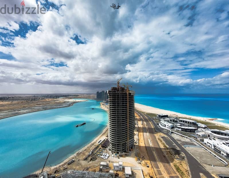 Apartment for sale directly on the sea in Al Alamein Towers, fully finished, with air conditioners, 3 rooms, with a down payment of 3,700,000 ALAMIN T 4
