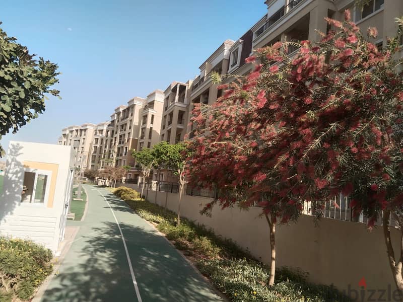 Two-room apartment, 112 m, at the lowest price currently, in Sarai Compound, wall in Madinaty Wall, repeated floor, view, landscape 27