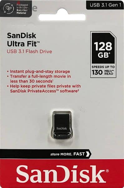 فلاش SanDisk Ultra Fit USB 3.2 سعة 128 جيجا بسرعة 130 ميجا بايت/ثانية 2