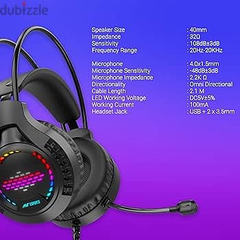 Gaming headset rgb with high quality mic -سماعة رأس للألعاب RGB مع ميك 1