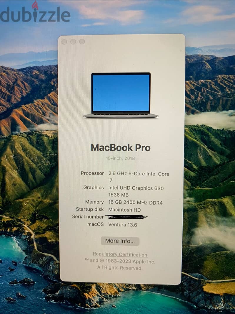 Apple- Macbook pro 15 inch - 2018, i7, 16GB almost brand new 1