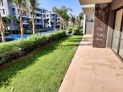 For rent, a super lux finished apartment, first use with kitchen and air conditioners, in The Waterway, Fifth Settlement, next to  El Rehab