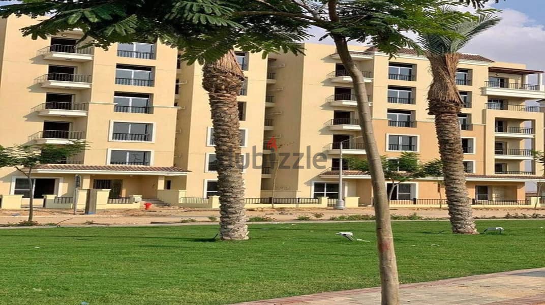 Own your apartment, ground floor, private garden, 201 m, directly on the Suez Road, near Madinaty, in Saray Al Mostakbal 2
