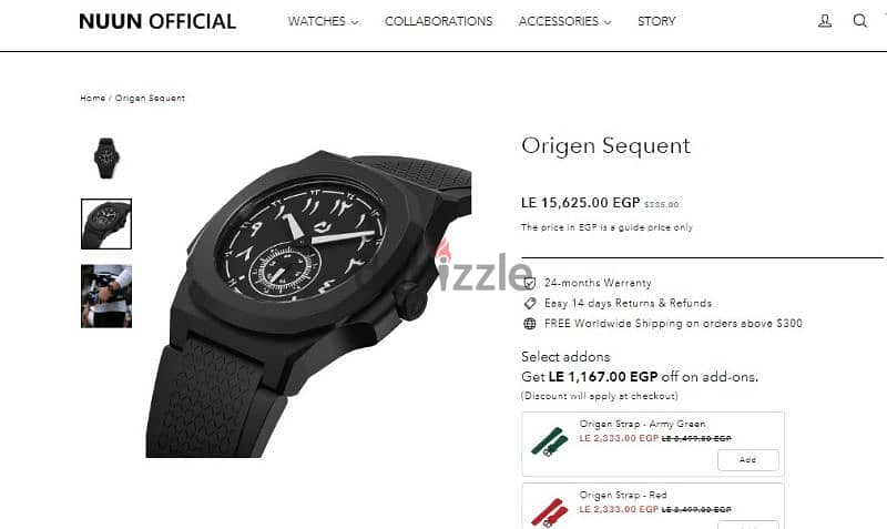 للبيع ساعة أوريجن سيكوينت أسود 2