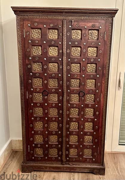 Vintage Indian cupboard with exquisite copper inlay ( Made in India) 1