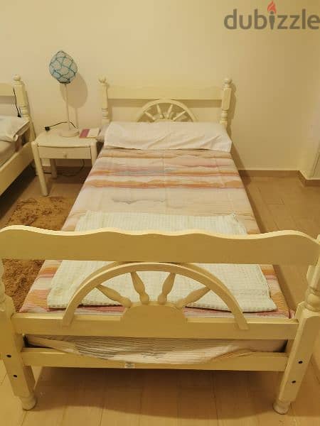 wooden beds 2 with mattress 5