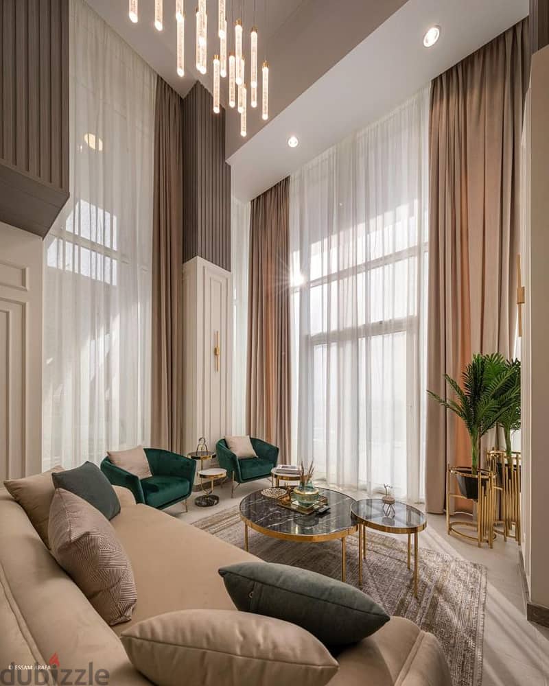 Excellent location villa in front of the Green River on the main central axis in front of the Diplomatic Quarter and the Zohour Club, with an area of 7