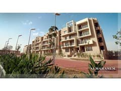 The lowest down payment is for an apartment 132 sqm fully finished with ACs 2 bedrooms   in Al Marasem, Fifth Square, with installments 0