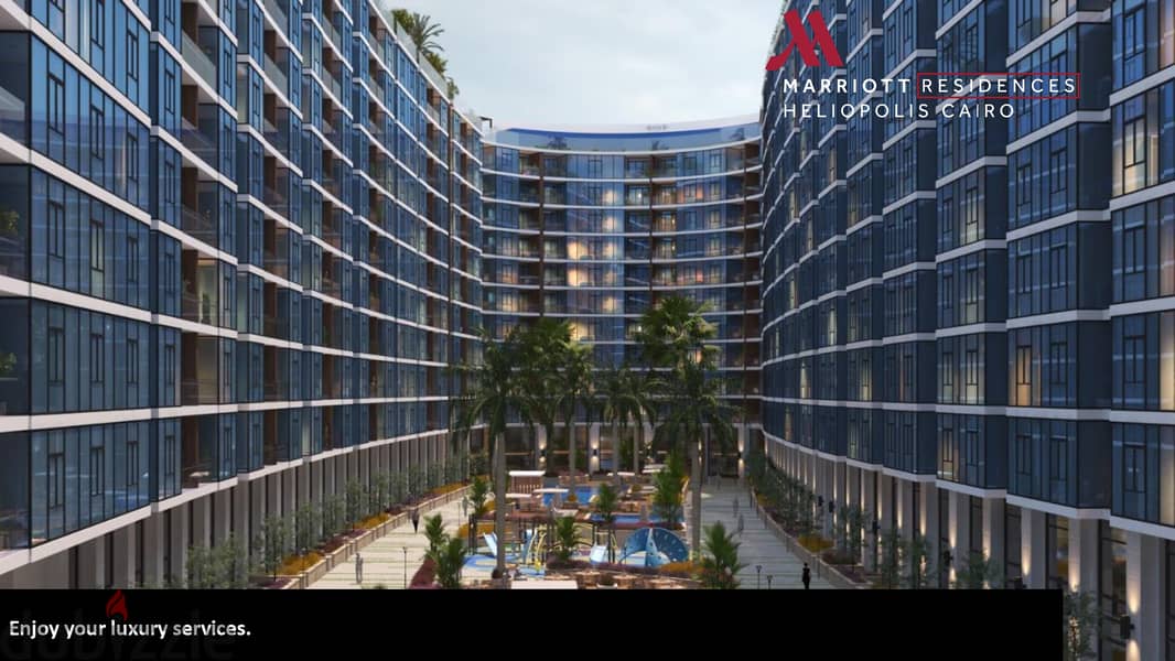 بمقدم 10% امتلك شقة فندقية 170 متر  تشطيب كامل بالتكييفات في ماريوت ريزيدنس  مصر الجديدة داريكت علي شارع الثورة Marriott Residences 9
