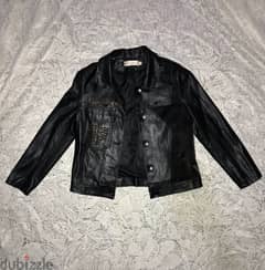 جاكيت جلد أسود ماركة ميساكو الأسبانية | Leather Jacket Misako Spain