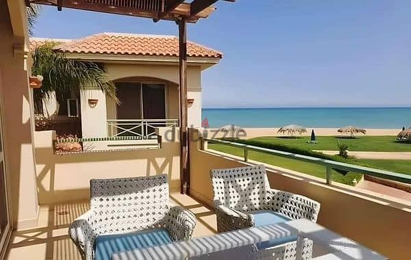 Immediate delivery of a 150 sqm chalet (finished) + 50 sqm garden, first row on the sea, for sale in La Vista, Ain Sokhna, Lavista Gardens, 5 years in 5