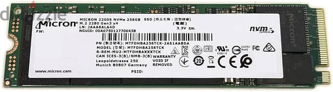 Micron SSD 256GB 2200S M. 2 2280 80mm NVMe PCIe Gen3 x4 MTFDHBA256TCK 0