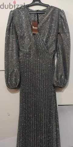 silver soiree dress ,size large , from 50 to 60 kg