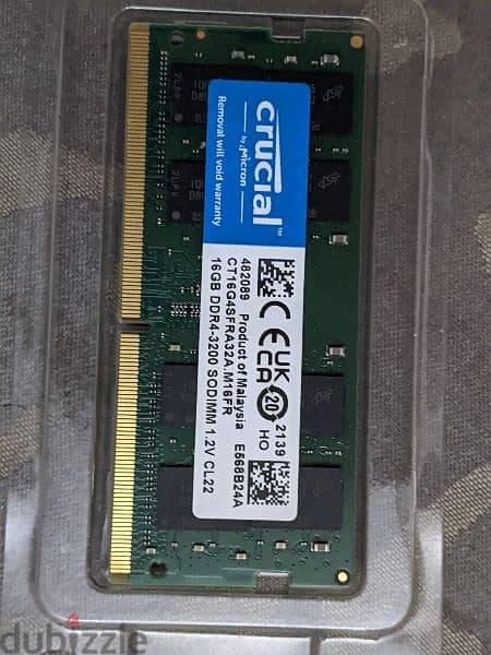 رام لاب توب 32Gb ( 16gb * 2 ) كروشال DDR4 4