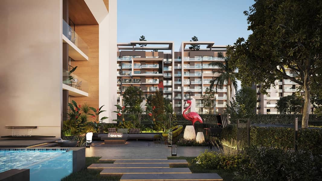 Own a 165-meter, 3-bedroom apartment with a garden view at a competitive price, with a 10% down payment in City Oval 5