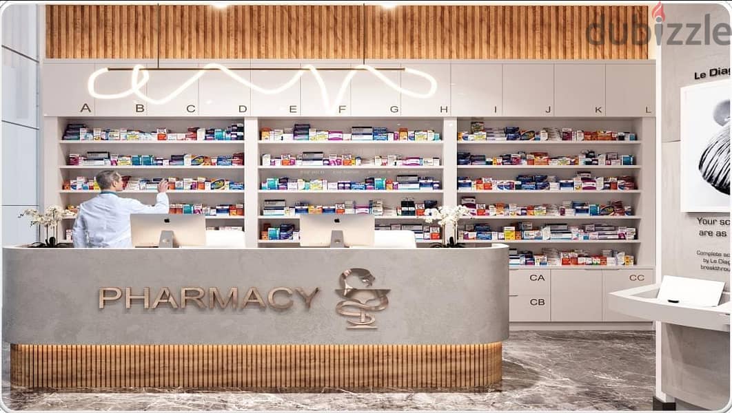 Pharmacy for sale in New Cairo at the lowest price and interest-free installments, Pam's Location in a medical building that serves 48 clinics and 10, 8