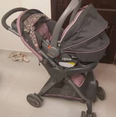 Graco travel system (stroller and carseat with base Click Connect