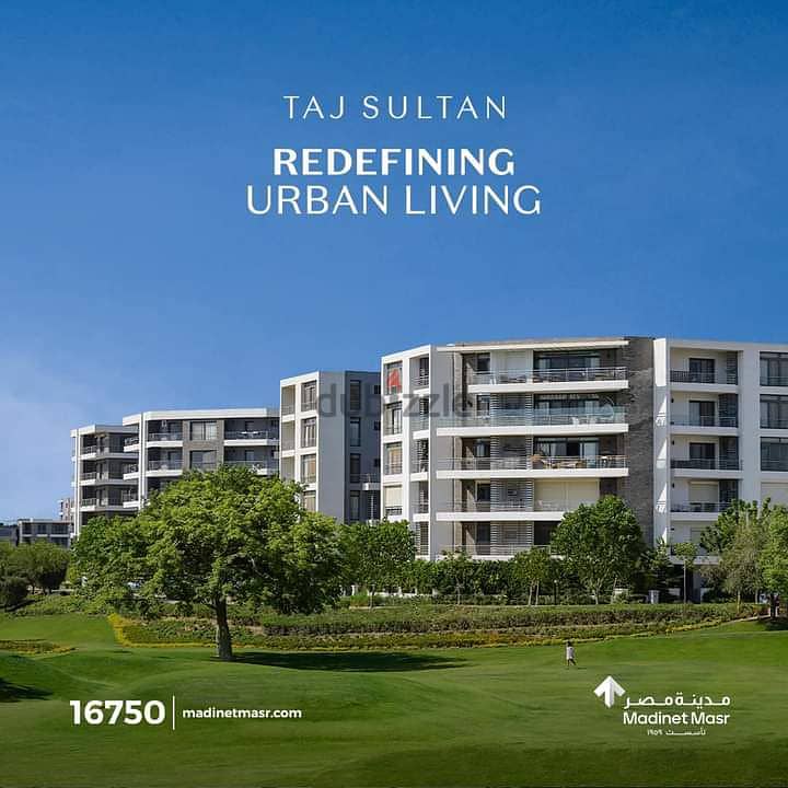 Competitive price and 8-year installment plan for a luxurious 69 sqm apartment with a 70 sqm garden in Al Tagammu, Taj City Compound 10
