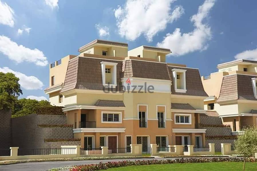 S villa for sale in Madinaty wall, 212 sqm, with a 50 sqm garden, at the lowest price in Sarai Compound, with a down payment starting from 10% and ins 2