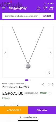 silver heart shape necklace from vezzaro 0