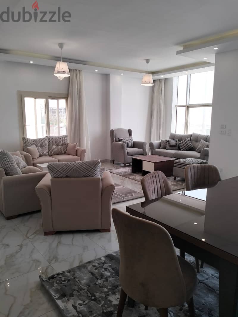 apartment 250m for rent fully furnished in El Diplomaseen compound new Cairo 2