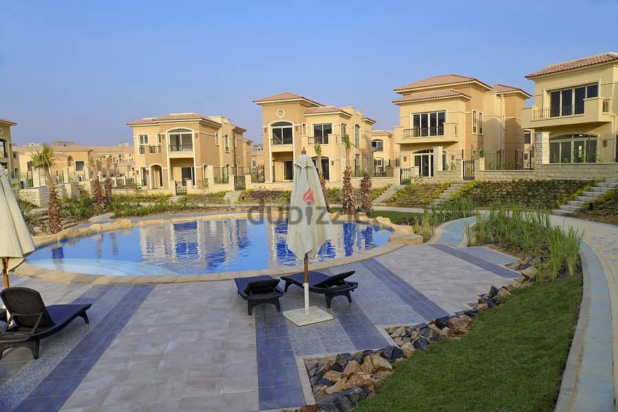 Twin house villa for sale, ready for inspection, in Stone Park, New Cairo, in front of Cairo Festival 5