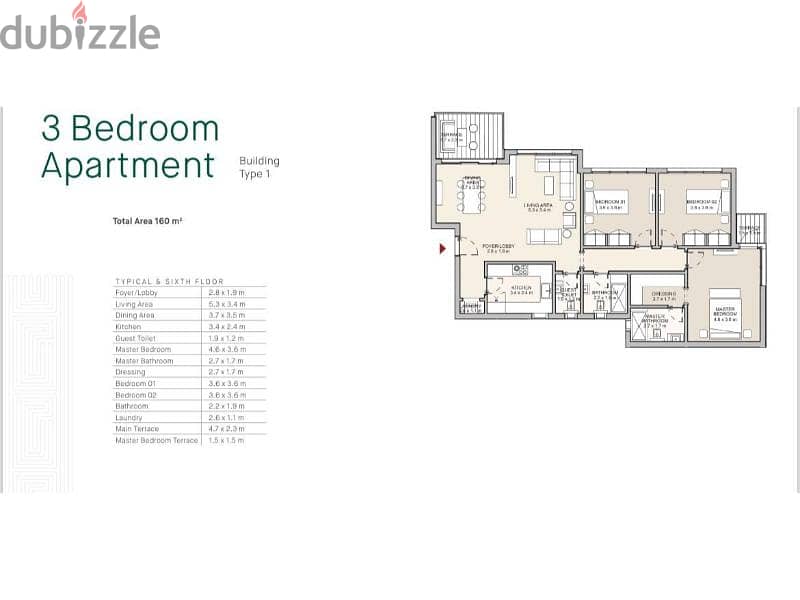 Apartment installments 3 bedrooms with garden 5