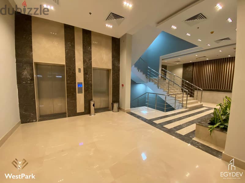 fully finished clinic 36 meters for rent in west park mall in front of mall of arabia, 6 october 3