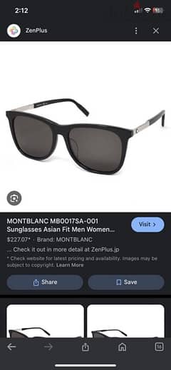 Men Montblanc MB0017SA-001 Sunglasses 0