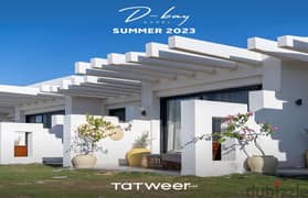 For sale, a two-room chalet, fully finished, with air conditioners, in Amaz Bahr, on the North Coast, D Bay Village, developed by Tatweer Misr
