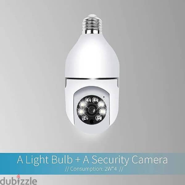 360° Light Bulb Camera Wi-Fi IR Night Smart Wireless Security1080P 0