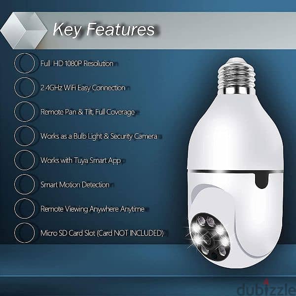 360° Light Bulb Camera Wi-Fi IR Night Smart Wireless Security1080P 2