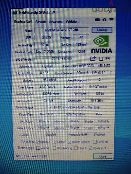 كارت شاشة Nvidia GeForce GT 240 1 GB مستعمل 4