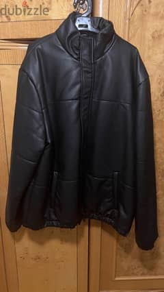 Black pump leather jacket  -  جاكت جلد بامب اسود - XXL