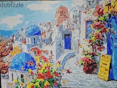 painting frame for Santorini city