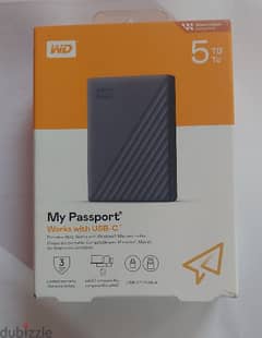WD My Passport 5TB Portable Hard Drive, Works with USB-C-Silicon Grey