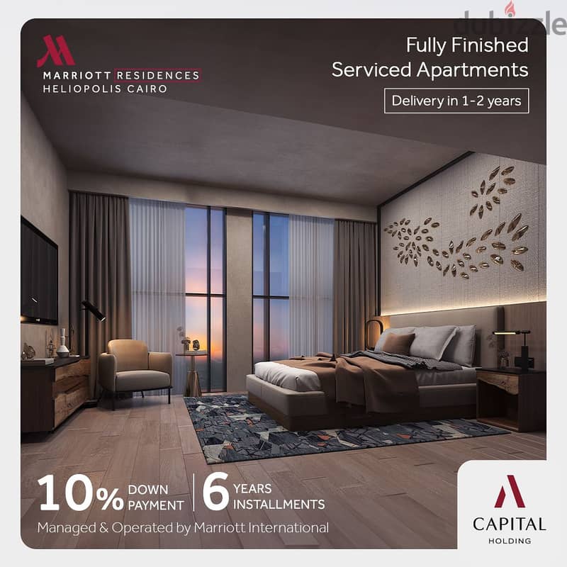 A fully finished hotel apartment for sale with air conditioners on Al Thawra Street directly from Marriott Residence Heliopolisشقة فندقية للبيع 6