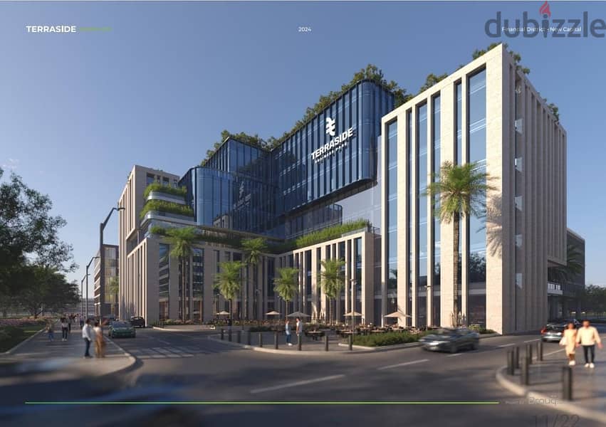 75 meter office with frontage to the garden, ministries and the Capital Administrative Projects Authority, in installments 1